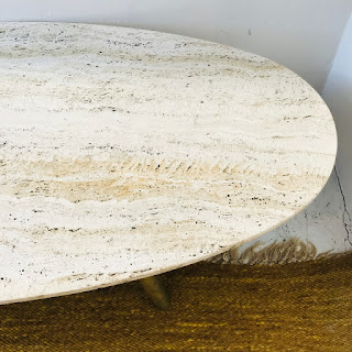 Travertine Top Oval Cocktail Table