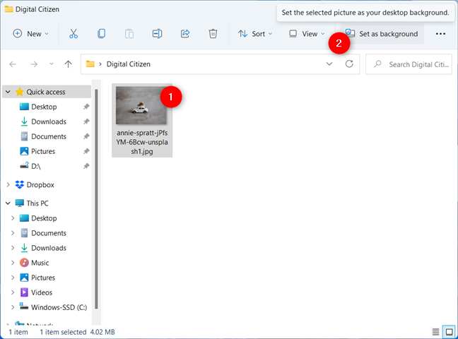 Comment changer l'arrière-plan sur Windows 11 à partir de l'explorateur de fichiers