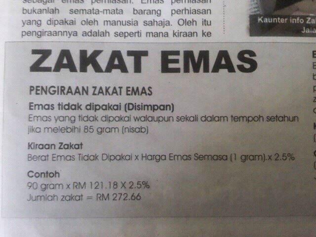 Melaka zakat emas Cara Kira