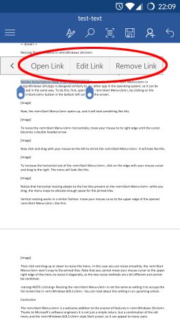 Android, Microsoft Word, документы, вставка, текстовые поля, ссылки, комментарии