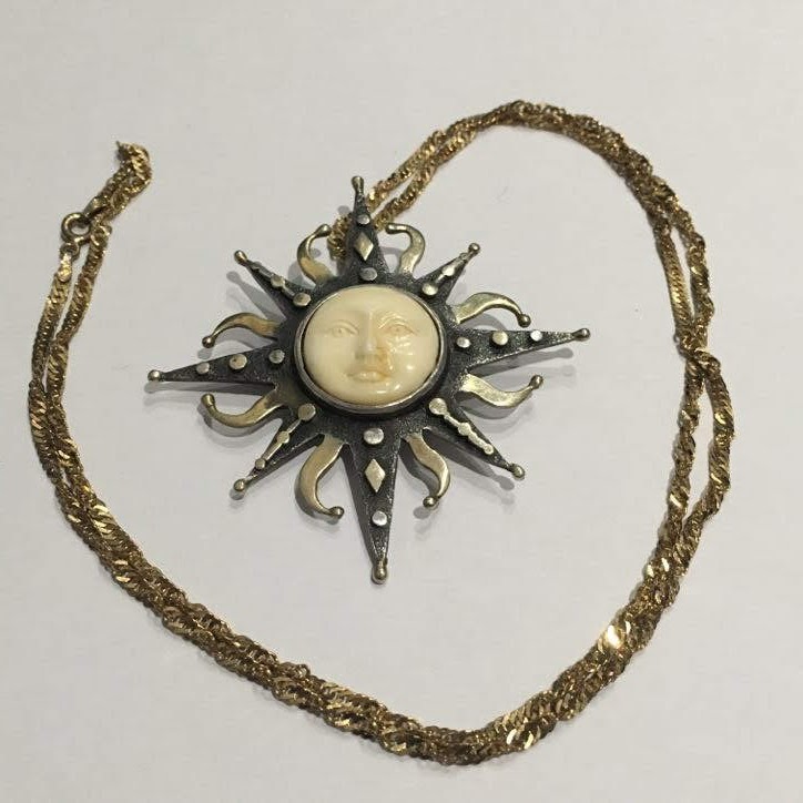 Sterling Silver Sun Pendant On Sterling Silver Chain