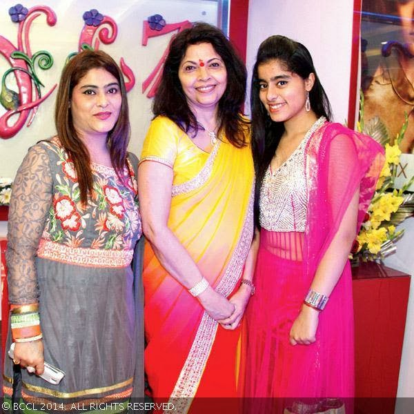 Komal Mahendru, Renu Prakash and Janvi Mahendru during the launch of Komal and Amit Mahendru's Stylz Hair Beauty and Nails Studio, at Gokhale Marg, Lucknow.<br /> 