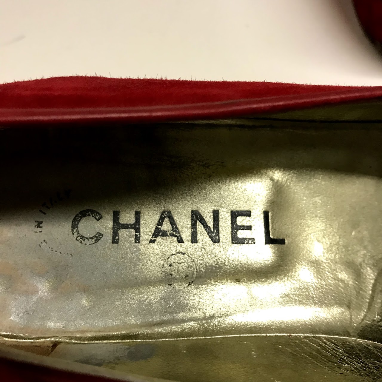 Chanel Red Suede Loafers