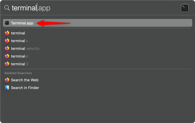 Zoek en open de app om de macOS-versie van de Terminal te krijgen