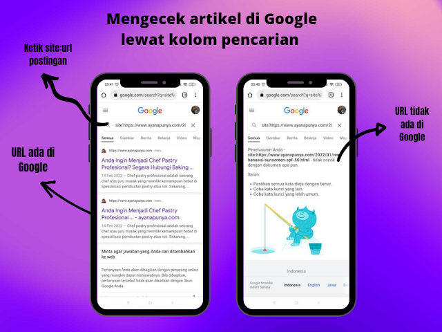 Cara mengecek artikel di google