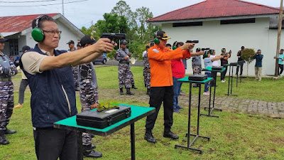 Danlanudal Manado gelar Coffe Morning dan Latihan Menembak Bersama Forkopimda Minut