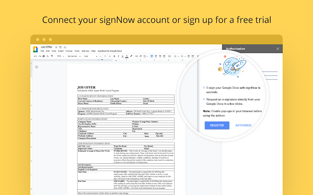 Screenshot of signNow for Google Docs