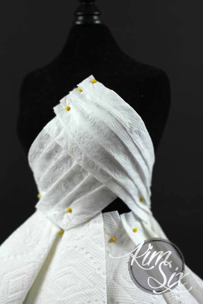 Pinning toilet paper dress