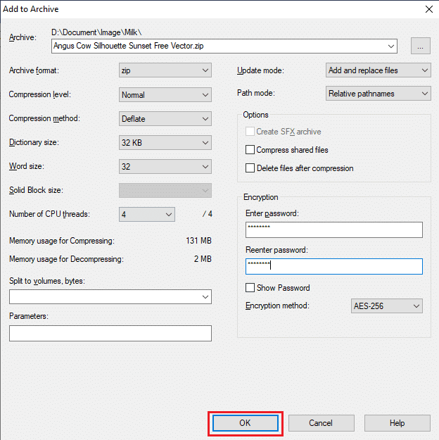 Cliquez sur OK pour créer le fichier crypté dans le logiciel de cryptage de dossier