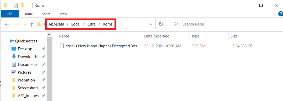 Verplaats je gedecodeerde game 3DS ROM-bestand naar de map Roms.