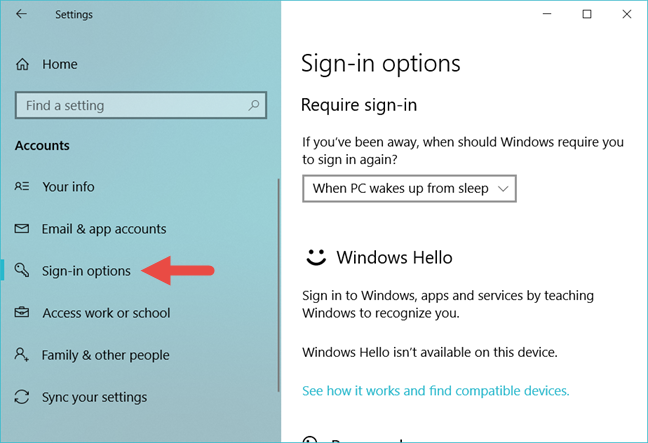 Windows 10, preguntas de seguridad