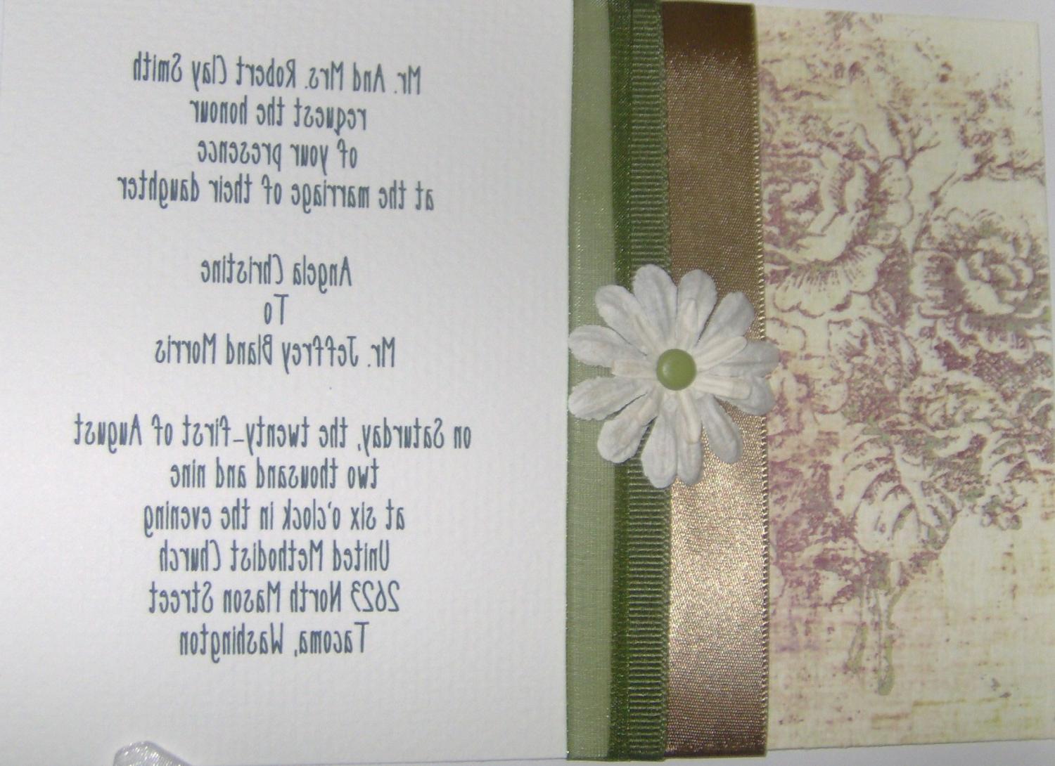 5 x 7 Custom Wedding Invitation With Decorative Paper, Ribbons,