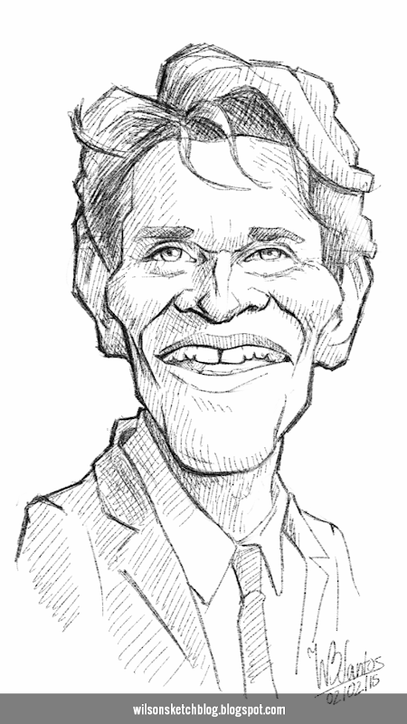 Caricature sketch of Willem Dafoe. Caricature sketch of Willem Dafoe.