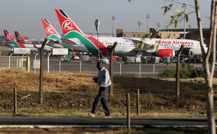 A fleet of Kenya Airways planes at the JKIA.