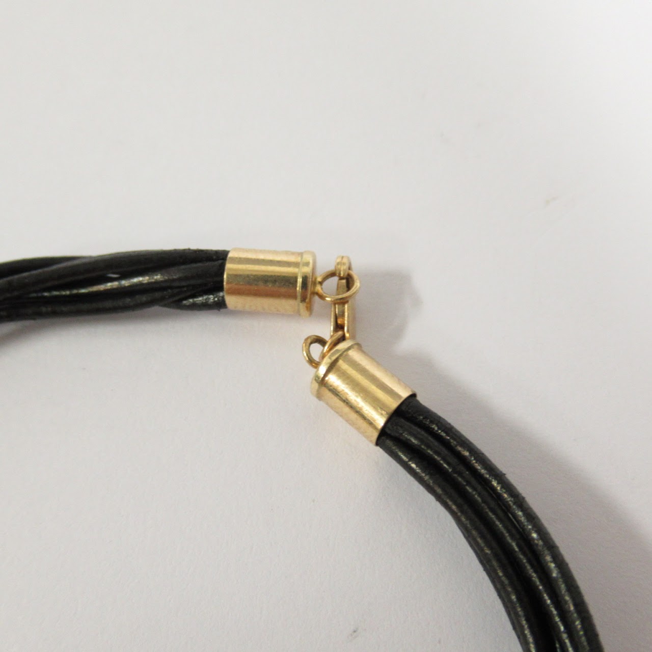 14K Gold and Leather Cord Bracelet