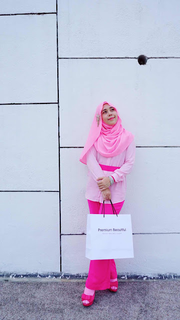 premium beautiful UIA Gombak, Pink Dress muslimah ootd-salleha roslan-korset PB-rawatan slip disc-nak kurus sihat selamat cepat-bbglo collagen