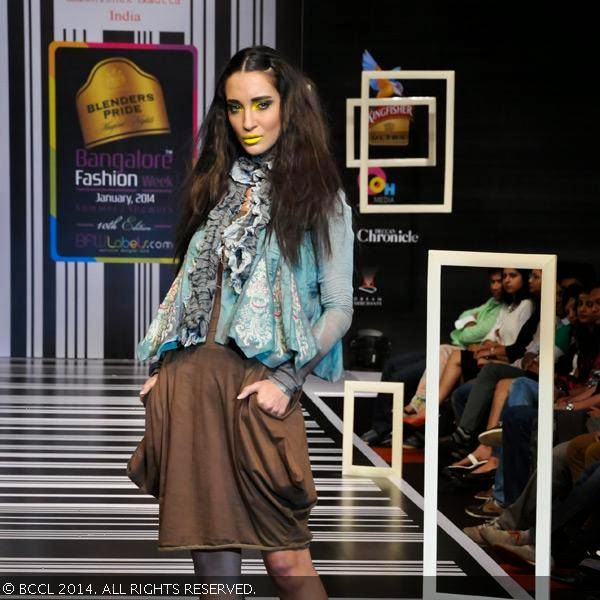 A model walks the ramp in a creation by designer Abhishek Dutta during Blenders Pride Bangalore Fashion Week.