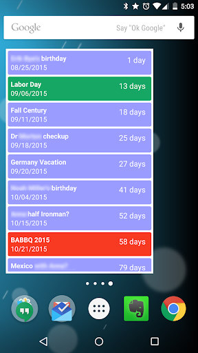 Countdown List Widget