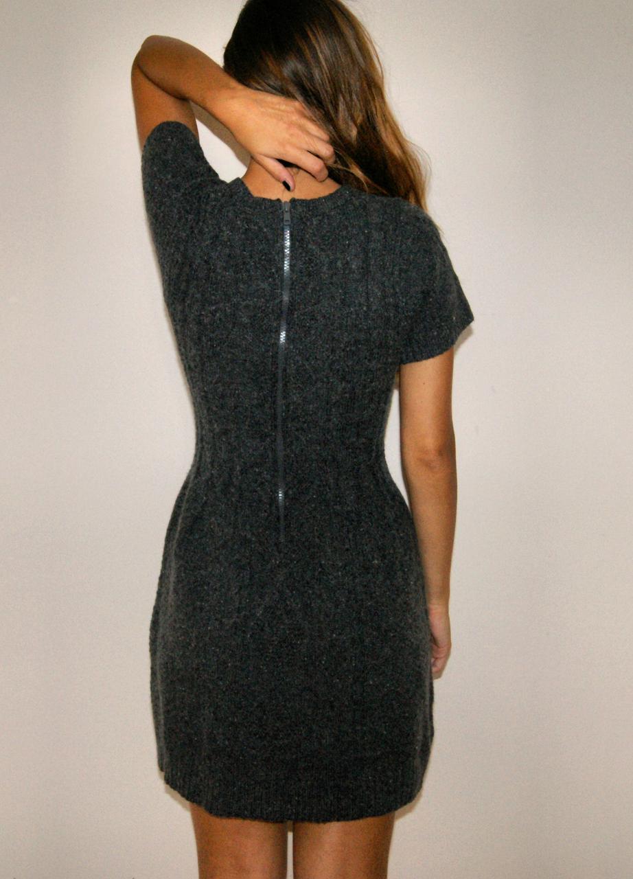 Gray Day Dress - Cable Sweater