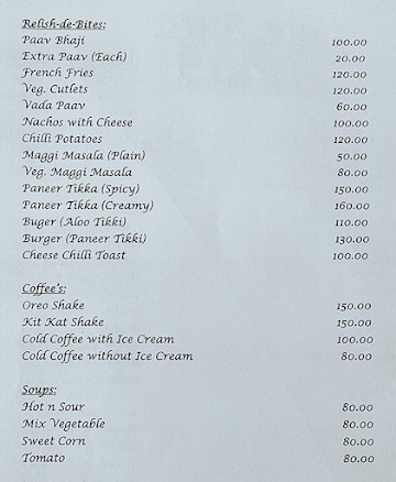 Cafe Aura menu 