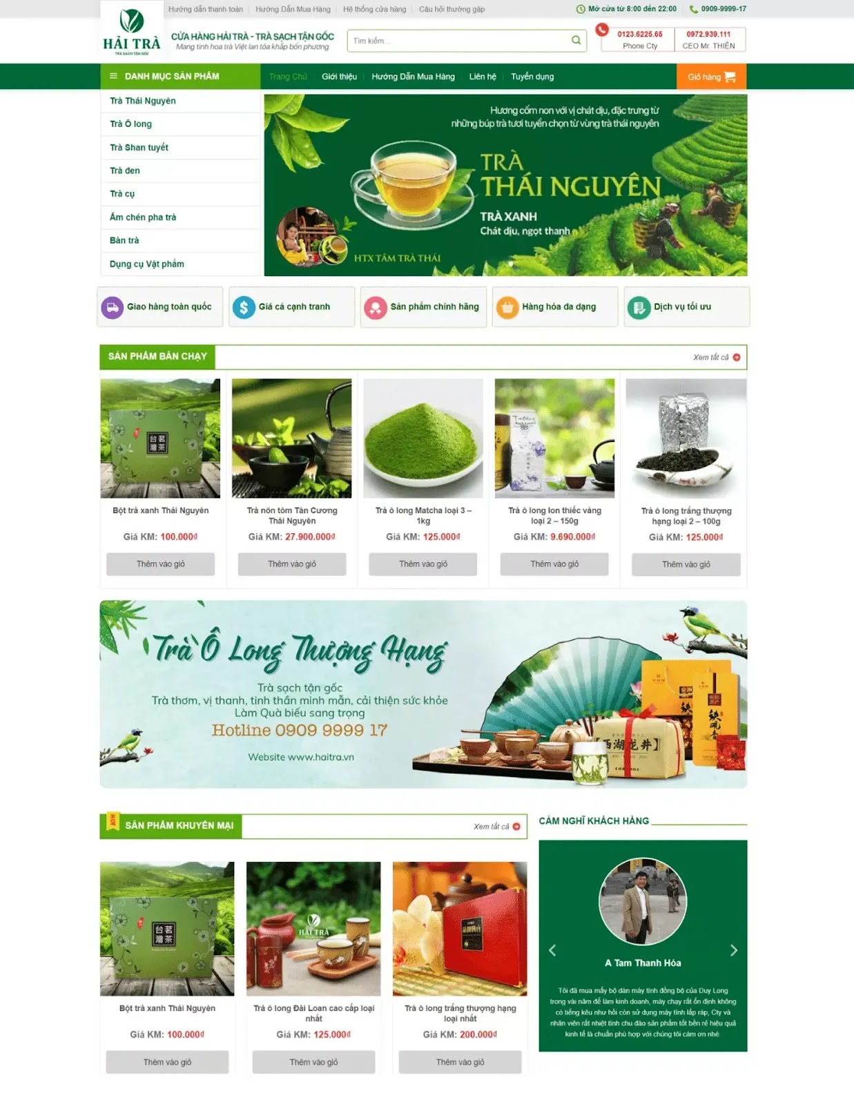 Thiết kế website bán trà xanh (VSM506)
