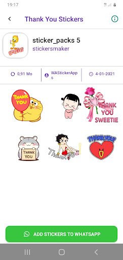 Screenshot Animated Thank You Stickers