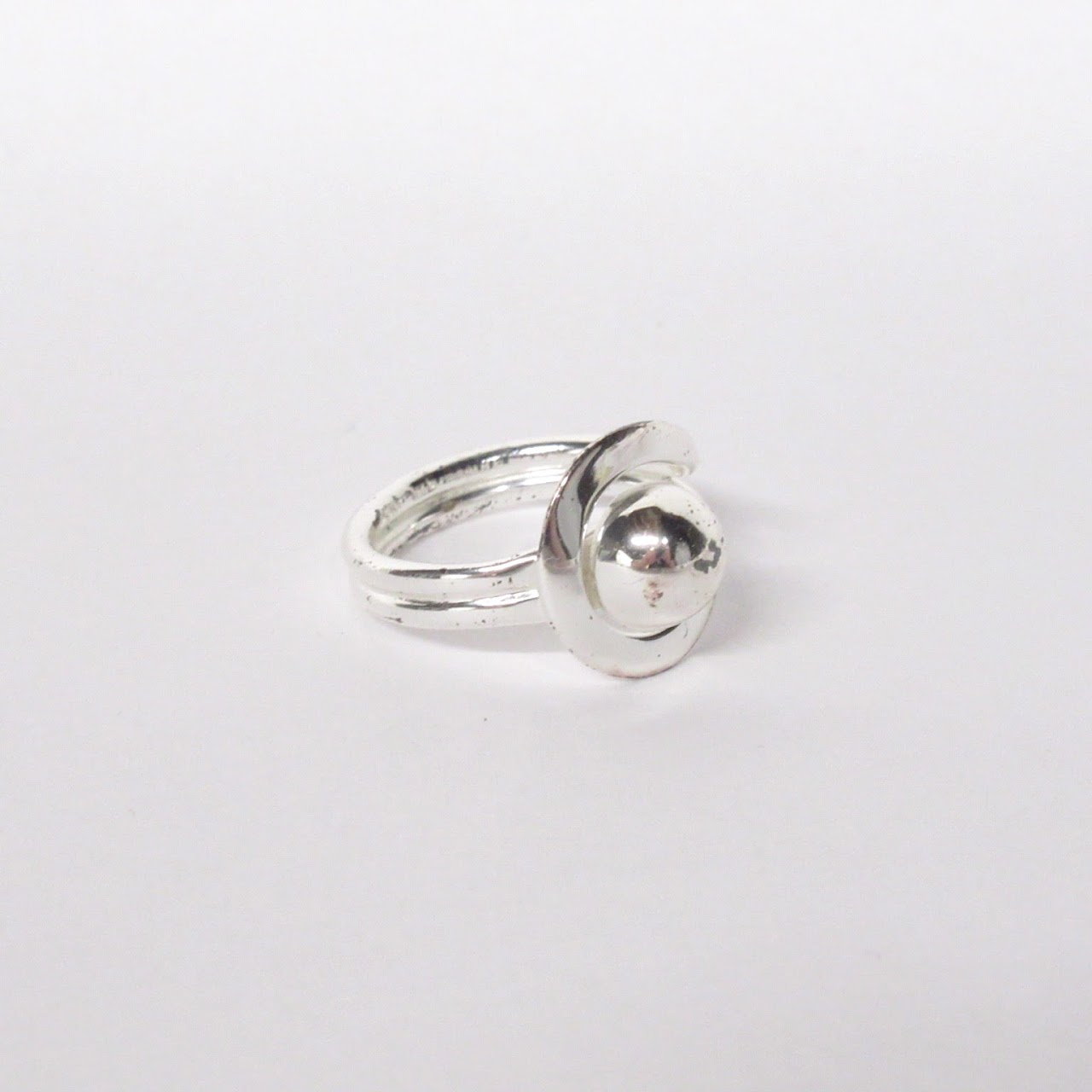 Sterling Silver Button & Loop Ring