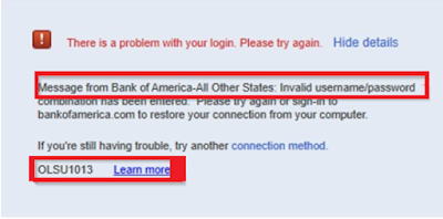 Bank Feed Error OLSU 1013