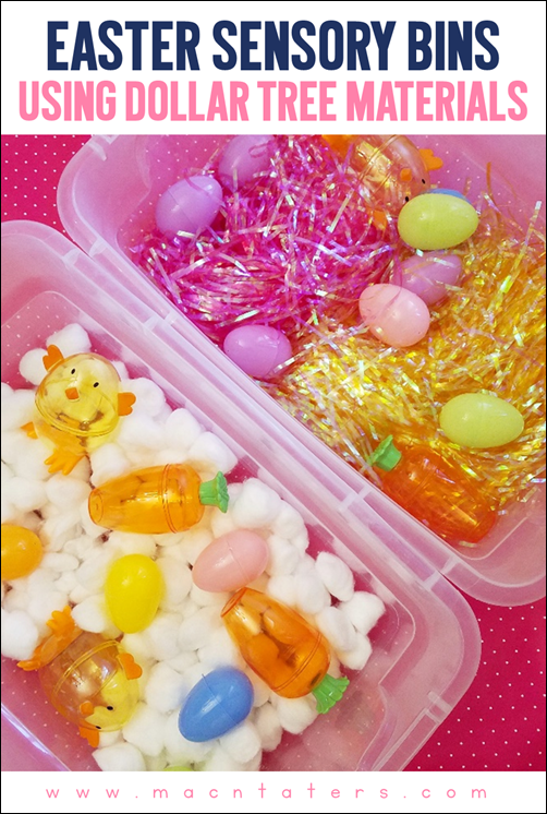 Cheap Easter Sensory Bin using Dollar Tree materials