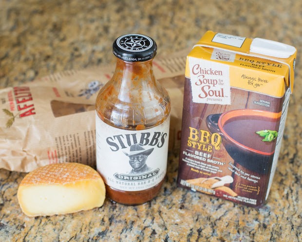 process photo showing the ingredients for one pot BBQ chicken pasta