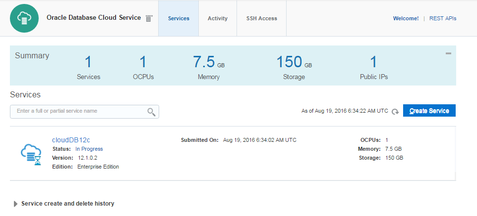 Soa Cloud Create Oracle Database Cloud Service Instance Oracle