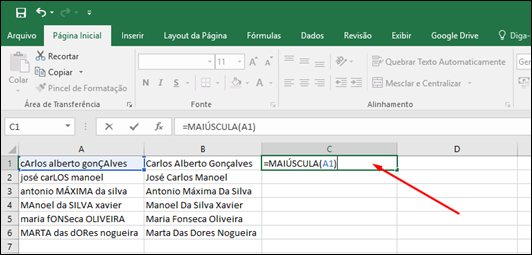 Excel - Como alterar o texto para maiúsculas, minúsculas ou primeira letra em maiúscula - Visual Dicas