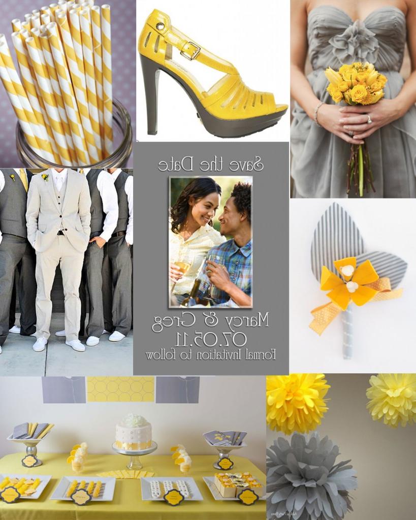 gray dress and yellow bouquet