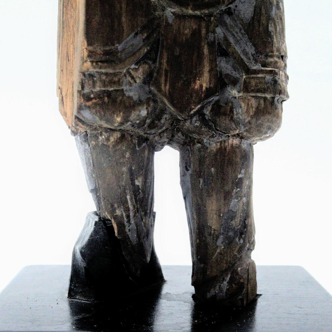 Carved Wood Asian Warrior Sculpture