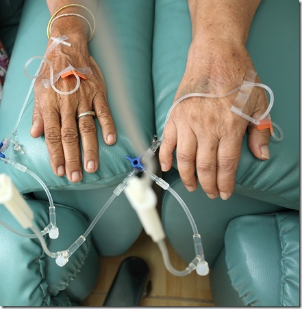 Patients getting intravenous chemotherapy