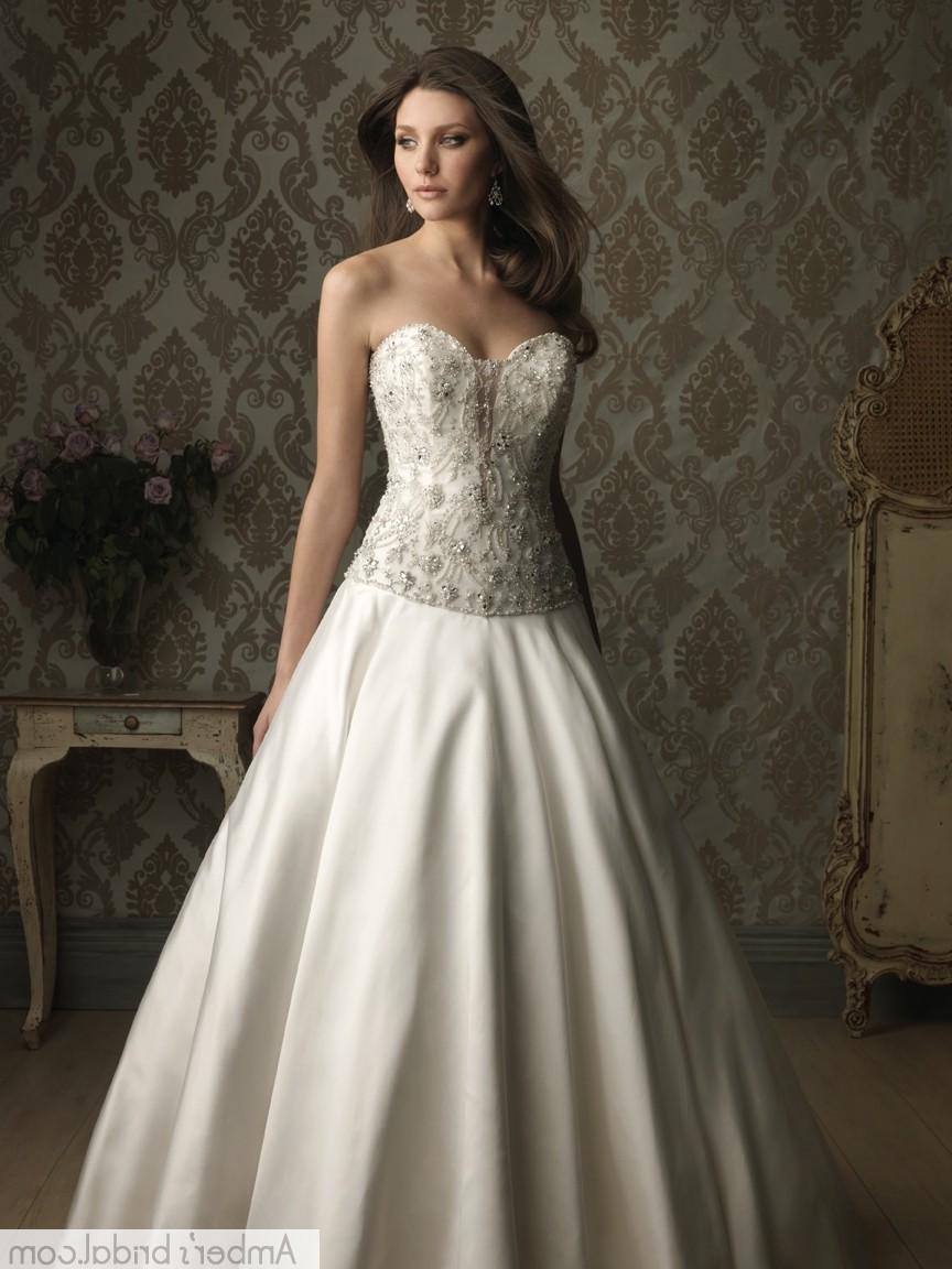 Ball Gown Sweetheart Chapel Train Satin Wedding Dress with Pleating