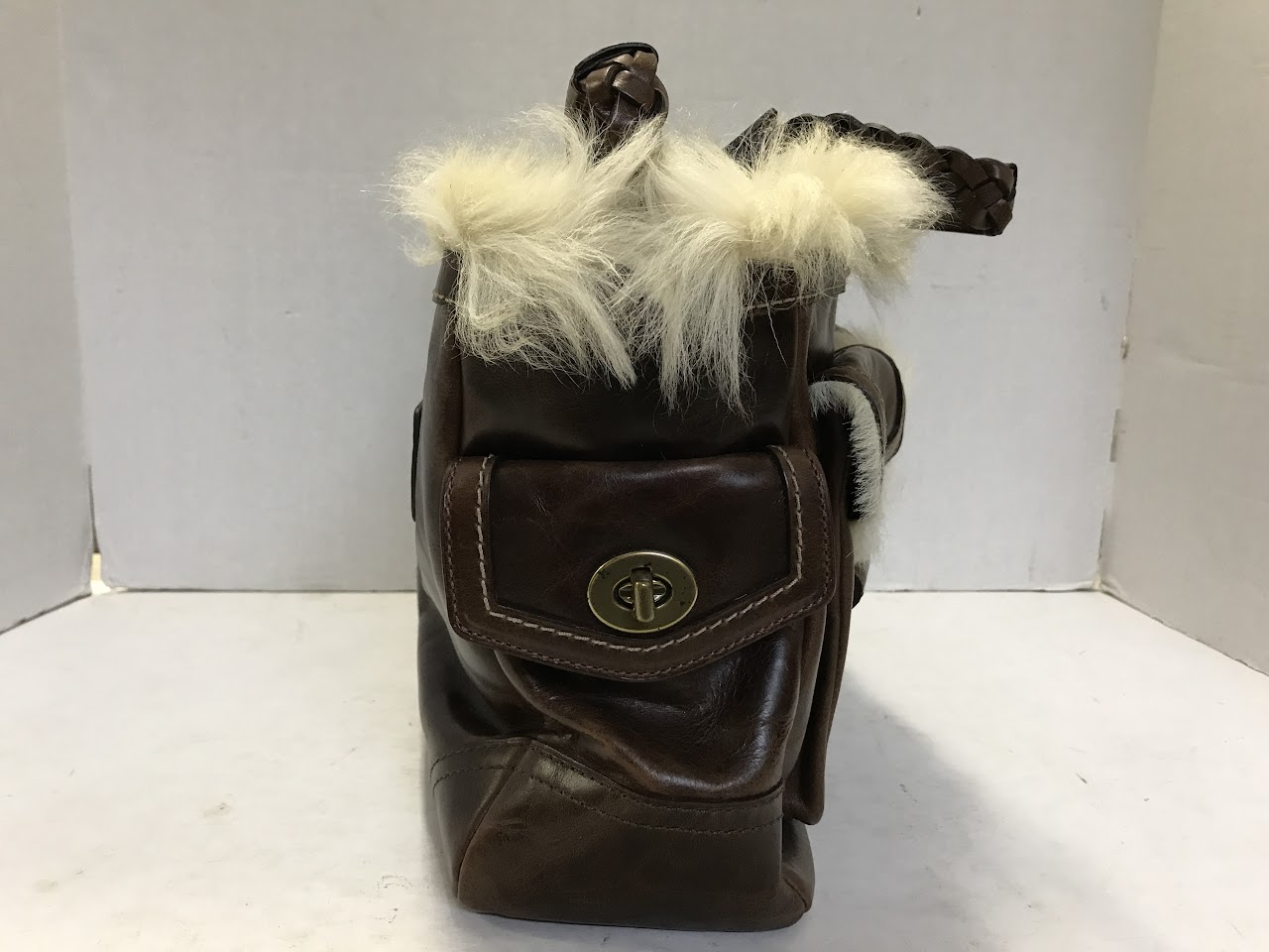 Coach Shearling Trimmed Shoulder Bag