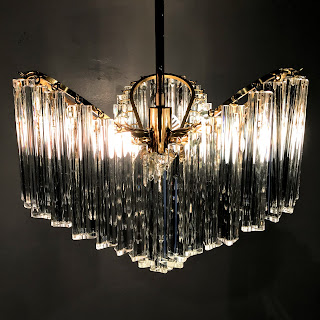 Mid-Century Camer Style Crystal Chandelier