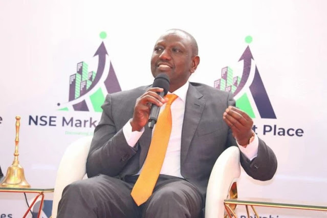 President William Ruto at NSE discussing mama mboga and bodaboda trading online