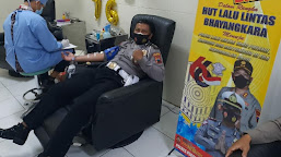 Sambut HUT Lalu Lintas Bhayangkara ke-66, Sat Lantas Polres Pekalongan Gelar Donor Darah
