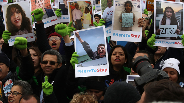 A #HereToStay DACA protest. Photo: Mark Wilson / Getty Images