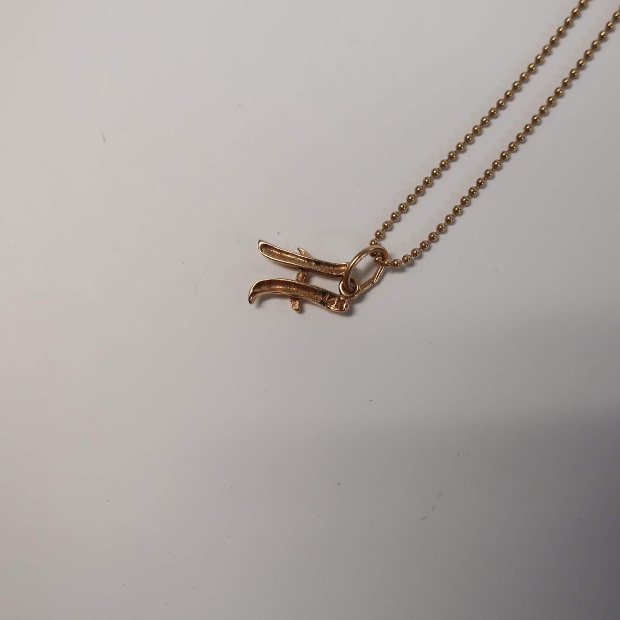 14K Gold 'H' Pendant Necklace