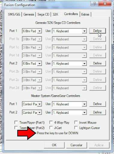 Configurando o controle do Fusion: aqui ele pede o comando PARA BAIXO Configurando o controle do Fusion: aqui ele pede o comando PARA BAIXO