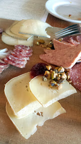 Clyde Common + Olympia Provisions charcuterie plate, here the board also happened to include some Ancient Heritage Dairy cheeses