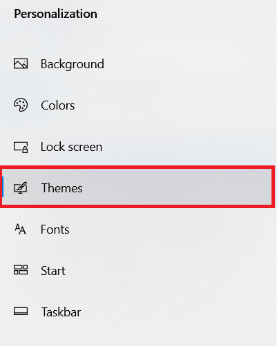 Щелкните Темы на левой панели.