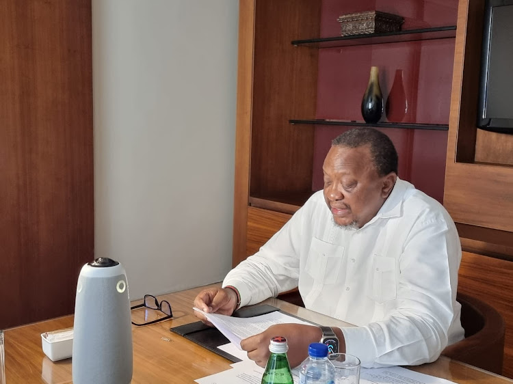 Retired President Uhuru Kenyatta during the 10th Extraordinary Summit of the International Conference on the Great Lakes Region (ICGLR) on June 3, 2023