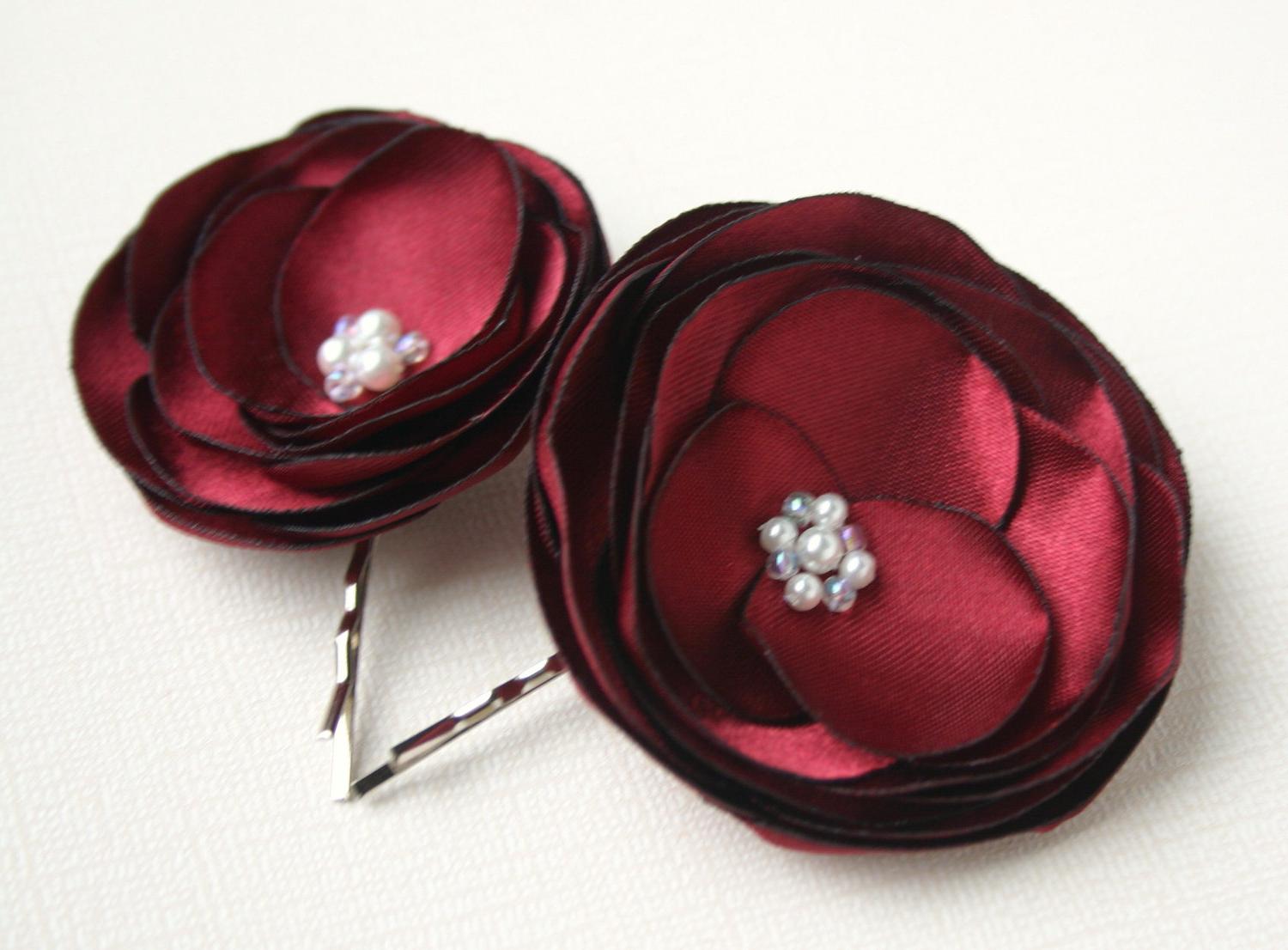 Burgundy Bridal Hair Clip