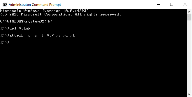 ลบไวรัสทางลัดโดยใช้ Command Prompt (CMD)