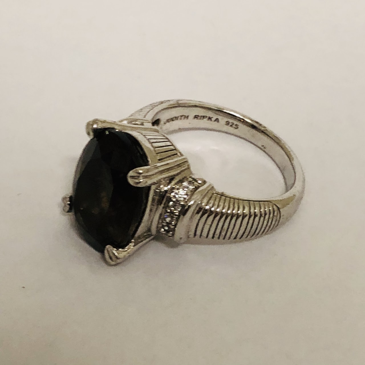 Judith Ripka Sterling Silver and Smoky Quartz Cocktail Ring