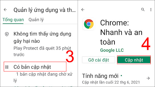 Chọn Bản cập nhật, sau đó nhấn Cập nhật